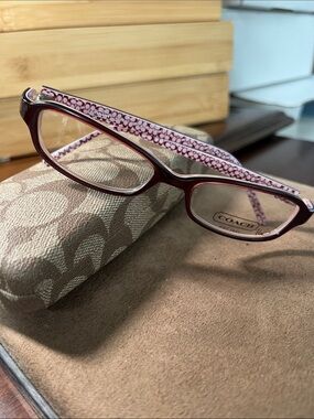 Coach Marlie Women's Burgundy Frames with Pink Signature-Pattern Temples